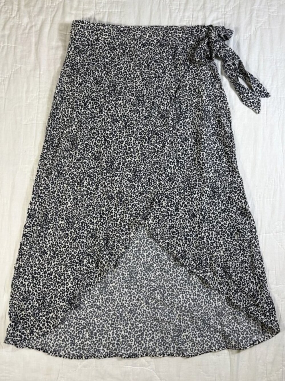 NWT American Eagle Black White Leopard Print Midi Wrap Skirt High Low